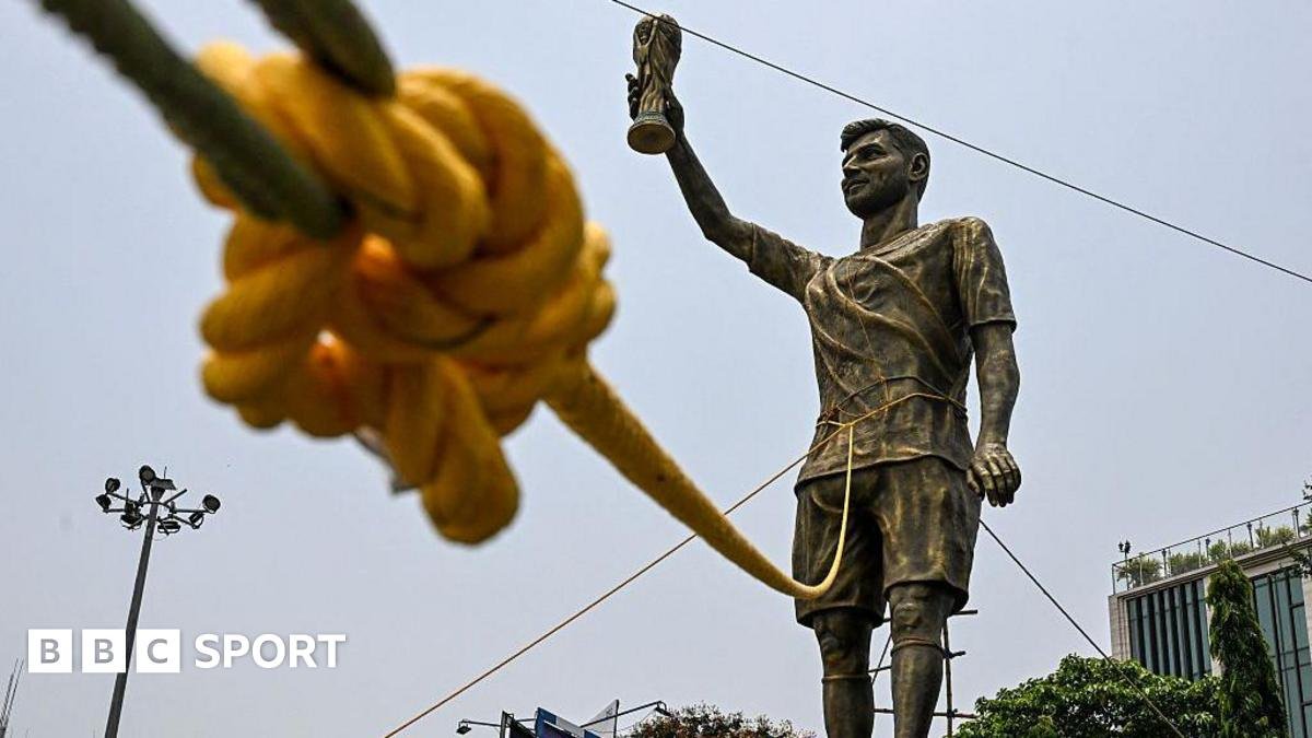 Lionel Messis 70ft statue in India to be moved after swaying in wind
