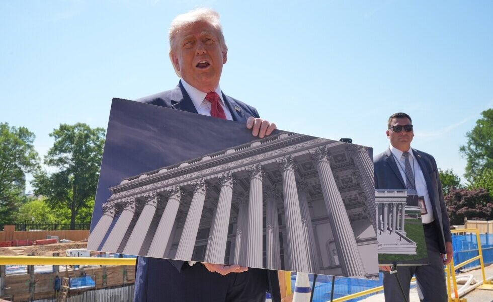 Trump shows reporters ballroom construction site as lawmakers balk at $1B for White House security
