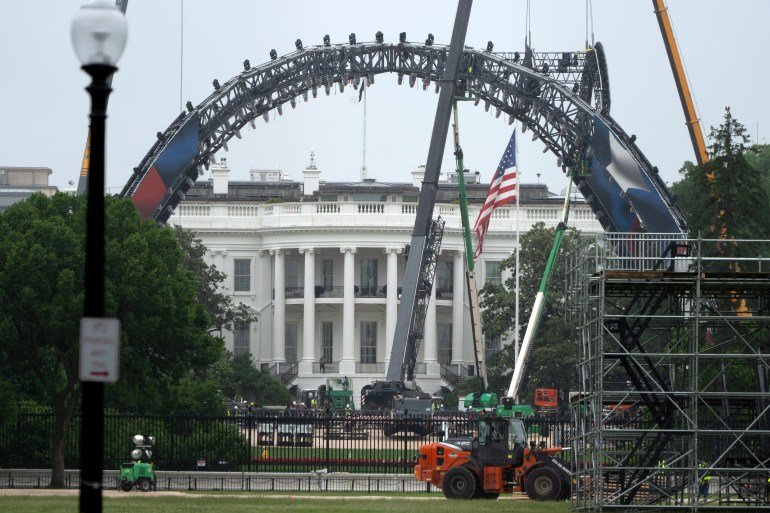 UFC fighting cage rises on White House lawn for US and Trump celebrations