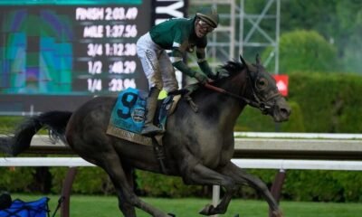 Kentucky Derby winner Golden Tempo wins Belmont Stakes